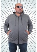 Resim Starbattal Büyük Beden Basic Mevsimlik Fermuarlı Kapüşonlu Sweat 22751 Grı Melanj-Grı Melanj Gri Melanj 