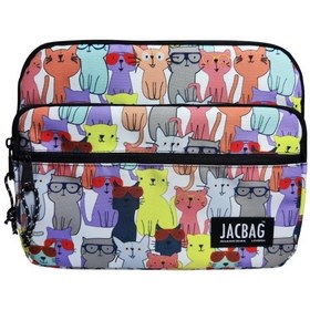 Resim Jacbag Sarı Kedi Kız Çocuk/kadın Üç Cepli Tablet Telefon Not Defteri El Çantası Tablet Kılıfı 