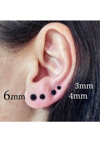 Resim Siyah Zirkon Taşlı 6 Mm Mıknatıslı Deliksiz Küpe 1 Çift Manyetik Fake Küpe 