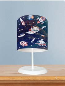 Resim Mekta Home Bebek Ve Çocuk Odası Uzaylı Astronot Desenli Abajur 