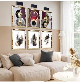 Resim Geometrik Çizim Ve Modern Tema 6'lı Pleksi Kenar Mdf Tablo Seti 