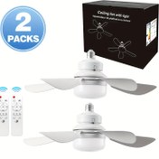 Resim 2 adet 41.91cm/30W Tavan Fanı Işığı Uzaktan Kumanda ile, LED Akıllı Zamanlama Tavan Lambası E26/E27 ile Uyumlu, Ayarlanabilir Aydınlatma ve Hız, Banyolar, Yatak Odaları, Mutfaklar, Yemek Odaları vb. için Kolay Kurulum, Bodrum Aydınlatması, Dayanıklı Sessiz Fan Işıklı 