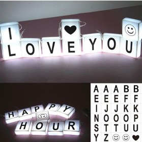 Resim EveFix 10lu Lightbox Işıklı Harf Mesaj Panosu Dekoratif Harf Işık Zinciri 