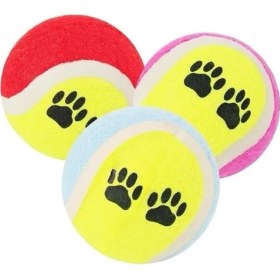 Resim 3lü Renkli Desenli Tenis Topu Kedi Köpek Oyuncağı 