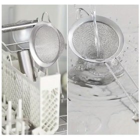 Resim Metal Çay Süzgeci - Bardak Üstü Paslanmaz Metal Çay Süzgeçi Krom 
