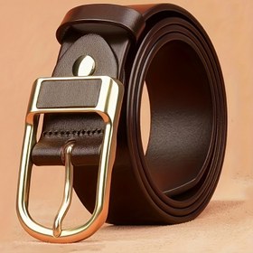 Resim Erkekler için Spor Halterli Hakiki Deri Kemer Altın Tonlu Alaşımlı Toka - Siyah Günlük & İş Kemer, Seyahat ve Ofis İçin - Dayanıklı ve Şık Erkek Hediyesi, Yüksek Kaliteli Dikim 
