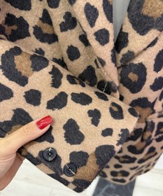Resim Leopar Desenli Oversize Kaşe Blazer Ceket Camel - S 