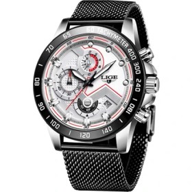 Resim Hanyang Siyah Beyaz Kırmızı 2023 Lıge Erkek Saatler Top Marka Lüks Kol Saati Kuvars Saat Çelik Izle Erkekler Su Geçirmez Spor Chronograph Relogio Masculino (Yurt Dışından) 