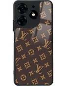Resim Spoyi Tecno Spark 10 Pro Kahverengi LV Tasarımlı Glossy Telefon Kılıfı 