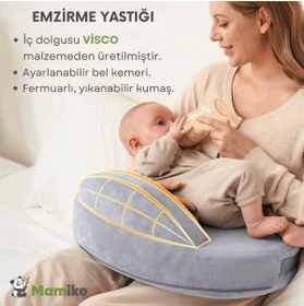 Resim Mamiko Emzirme Yastığı, Bebek Destek Minderi, Yıkanabilir Kumaş, Hafızalı Köpük, Visco, Ortopedik 
