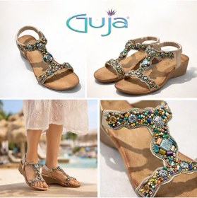 Resim Guja 26y226 Kadın Taşlı Dolgu Taban Comfort Sandalet Bej 