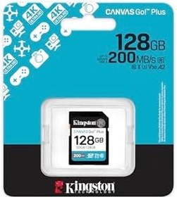 Resim Kingston 128GB Canvas Go Plus SD Card | Up to 200MB/s | Class 10, UHS-I, U3, V30 | SDG4/128GB 