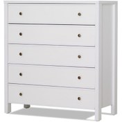Resim PASİFİC HOME Rio 5 Çekmeceli Ayaklı Modern Şifonyer, Beyaz 
