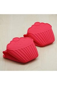 Resim Genel Markalar Cupcake Desenli Silikon Fırın Eldiveni Asorti Silikon Standart Beyaz 