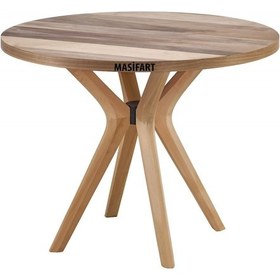 Resim Masifart Alirio 100 Lük Ceviz Poli 4 Lü Yuvarlak Masa Cilasız Ham Ham 