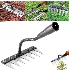 Resim Karbon Çelik Bahçe Yolu Tırmağı, Çelik Tines İle Manuel Yabani Yabani Yabani Çıkarma Tırmağı, Montaj Tasarımını Tutun 
