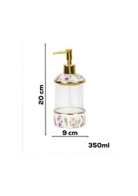 Resim Porsima 3127-1 Gold Kapaklı Porselen Ve Cam Sıvı Sabunluk Çiçek Desenli Ve Şeffaf Tasarım 350 Ml Gold 