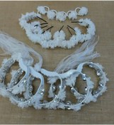 Resim Hobigram Kına Tacı Süslü Tef Nedime Bilekliği Seti Beyaz – Kına Eğlence Aksesuarı, Şık Tasarım – Kına Eğlenc 