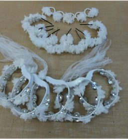 Resim Hobigram Kına Tacı Süslü Tef Nedime Bilekliği Seti Beyaz – Kına Eğlence Aksesuarı, Şık Tasarım – Kına Eğlenc 