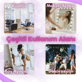 Resim Edewatt 10 Lu Makyaj Masası Banyo Aynası Giyim Odası Aydınlatma Hollywood Tarzı Nostaljik LED Lamba 3 Mod 