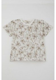 Resim Breeze Kız Çocuk Şortlu Pijama Takımı Çiçek Desenli 4-8 Yaş, Ekru 