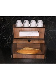Resim Ekmeklik New Bread Box,havlu Peçetelik Saklama Gözlü, Baharatlık Rafı, Dekoratif Demonte Ceviz 