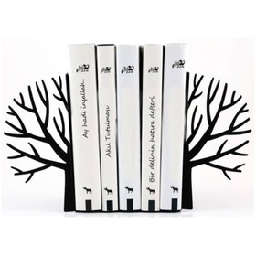 Resim Figured Decorative Metal Book Holder, Book Support, Book Organizer, Gift Black cat, Bike, Elephant Ballerina, Giraffe, Reading - Tree 