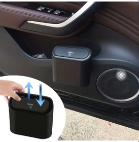 Resim Araç İçi Takılarak Sabitlenebilen Mini Kapaklı Çöp Kovası Siyah 