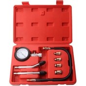 Resim Çok Fonksiyonlu Silindir Kompresyon Test Kiti – 0-300 PSI Çift Ölçekli Basınç Göstergesi 