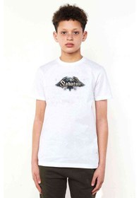 Resim Sabaton Baskılı Unisex Çocuk Beyaz T-Shirt 