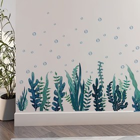 Resim 1pc Klasik Çizgi Film Yosun Duvar Dekoru, Çıkarılabilir Kendinden Yapışkan PVC Sticker, Banyo Dekoru İçin, Tek Kullanımlık, Sökülebilir, Dikdörtgen Şekil 