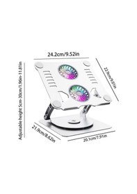 Resim Çift Fanlı Ayarlanabilir Metal Laptop Standı 360 Derece Dönebilen 