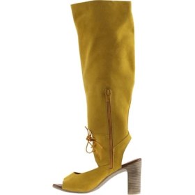 Resim Bueno Shoes Sarı Süet Kadın Topuklu Çizme 
