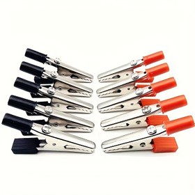 Resim 10/20 adet 55mm plastik saplı timsah klipsi timsah test bağlantısı test probu metal klips elektrikli DIY aracı 