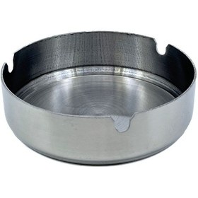 Resim Paslanmaz Çelik Yuvarlak Metal Küllük - Lüks Fırçalanmış Tasarım 10 Cm 