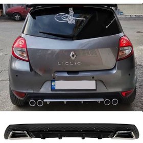 Resim Renault Clio 3 Uyumlu Hb Siyah Difüzör Çiftli Kare Egzoz Görünümlü D Tip Difizör 