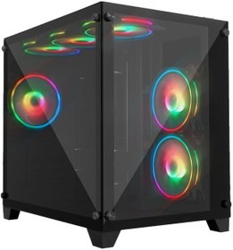 Resim GAMEFORCE LIQUID Mini 6x120mm RGB Fanlı Kum.ve Kont.Oyuncu Bilgisayar Kasası 