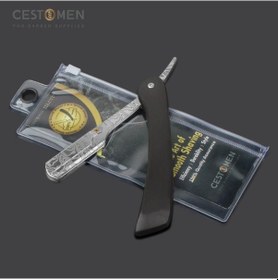 Resim Cestomen Gümüş Paslanmaz Çelik Tek Kenarlı Jilet Siyah Ahşap Saplı Klasik Düz Berber Jileti Erkekler İçin Tıraş 