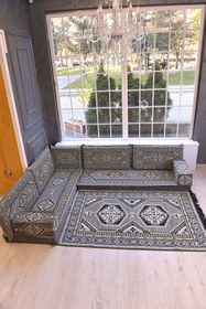 Resim BAKIRÖZÜ HOME Şark Köşesi Takımı Konsepti Yahyalı Gri Modeli Koltuk Takımı Sünger Dahil (10 Parça) 