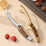 Resim 304 Paslanmaz Çelik Gıda Maşası, Anti-Scald BBQ Izgara Et Maşası Ahşap Saplı, Pişirme ve Servis için Gıda Güvenli Mutfak Araçları 
