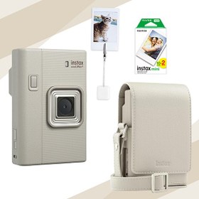 Resim Fujifilm Instax Mini Liplay Plus Sand Beige Fotoğraf Makinesi 20'li Film Çanta ve Kıskaç Hediye Seti 