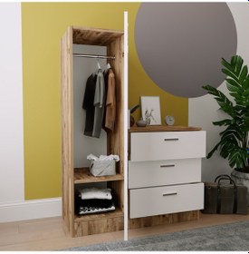 Resim Robinhome Robin Home Alice Aynalı 3 Çekmeceli Şifonyer Aynalı Gardırop Dola 