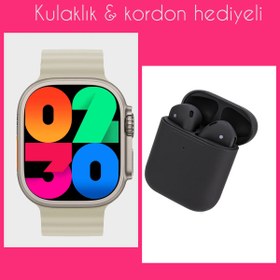 Resim Nİ WATCH Hk8 ProMax Amoled Ekranlı Kulaklık&Kordon Hediyeli Akıllı Saat 