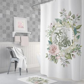 Resim Zethome Tropik Angel Banyo Duş Perdesi Tek Kanat 180 x 200 cm 
