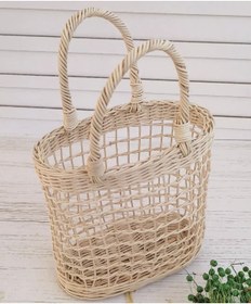 Resim AFRALYAHOME Hasır Gazetelik Rattan Gazetelik-El Yapımı Doğal Dekoratif Hasır Çanta Gazetelik 30 cm 