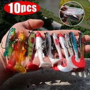 Resim 10 Adet Balıkçılık Yemleri - Tek Kancalı Yumuşak Plastik Yem - Levrek, Kedi Balığı, Alabalık, Uskumru, Somon ve Levrek İçin Uygun - PVC Malzeme 
