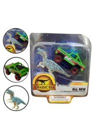 Resim MEGA Die Cast Metal Yeşil Pikap ve Gri Dinozor 