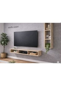 Resim Dekoratif Duvar Rafı - Tv Ünitesi 2 Parçalı Traverten 90x90 Traverten 