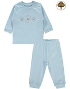 Resim Bebek Organik Pijama Takımı 1-9 Ay Mavi 