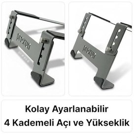 Resim Prexua Stepper Laptop Standı - Notebook Yükseltici Altlık - Metal - Siyah - Stp4025 Siyah, Medium 
